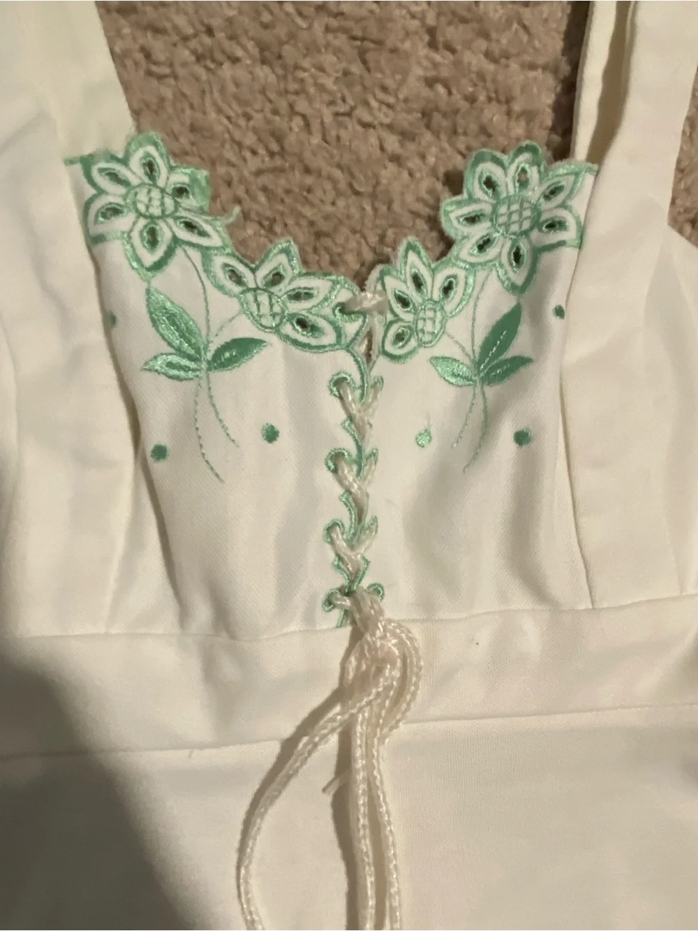 Vintage Skirted Undergarment with Mint Floral Embroidery Size Medium - Picture 2 of 2